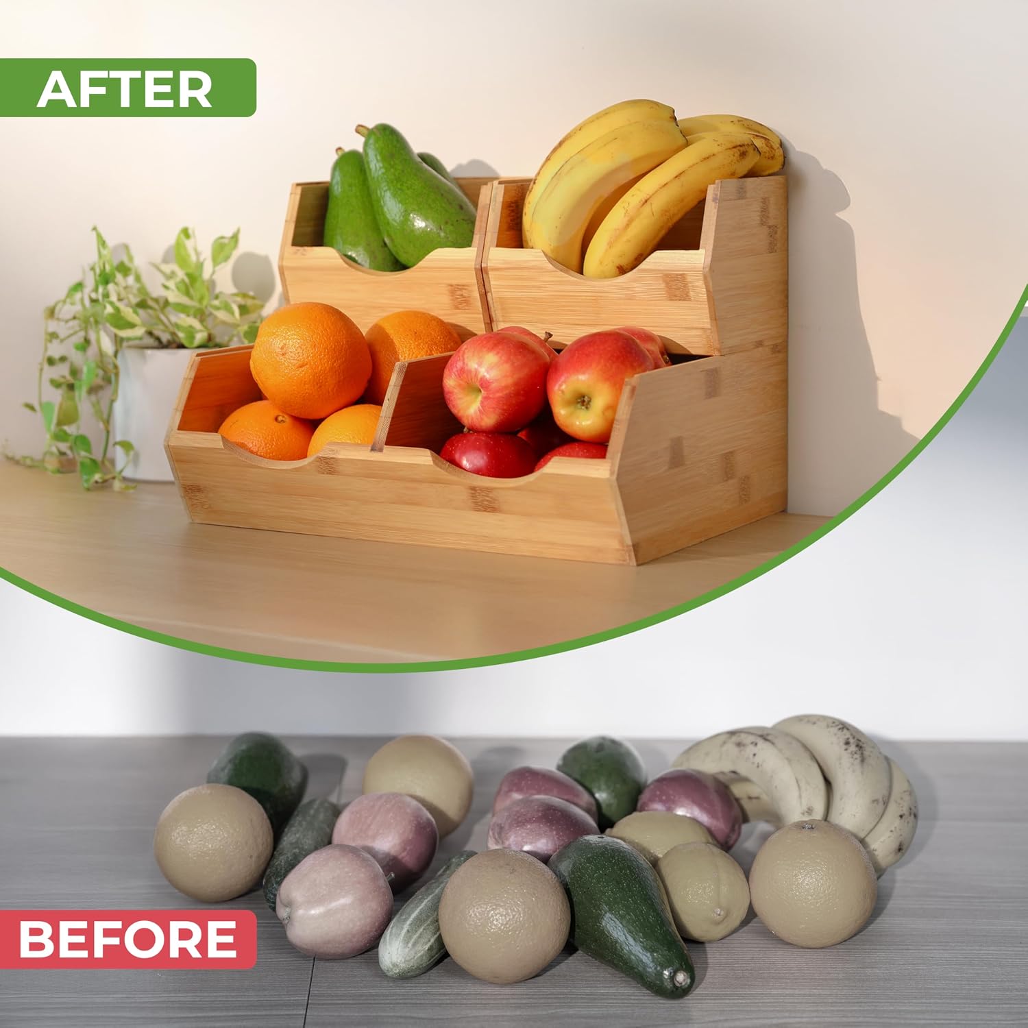 Bamboo Potato and Onion Storage Bins, Stackable