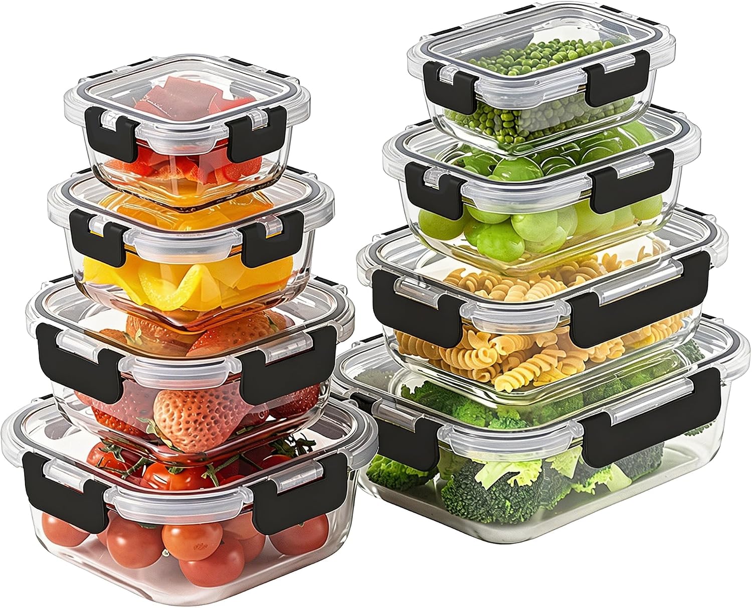 Borosilicate Glass Containers with Lids, 8 Pack