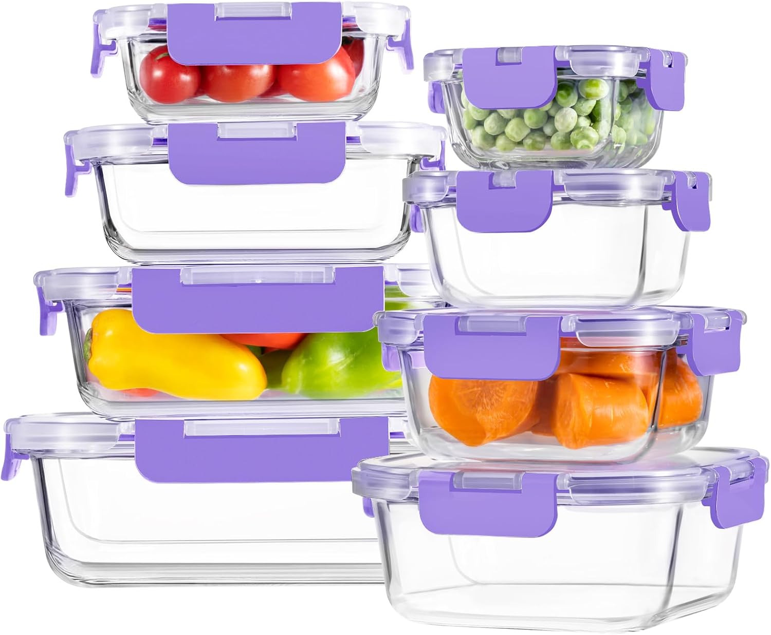 Borosilicate Glass Containers with Lids, 8 Pack