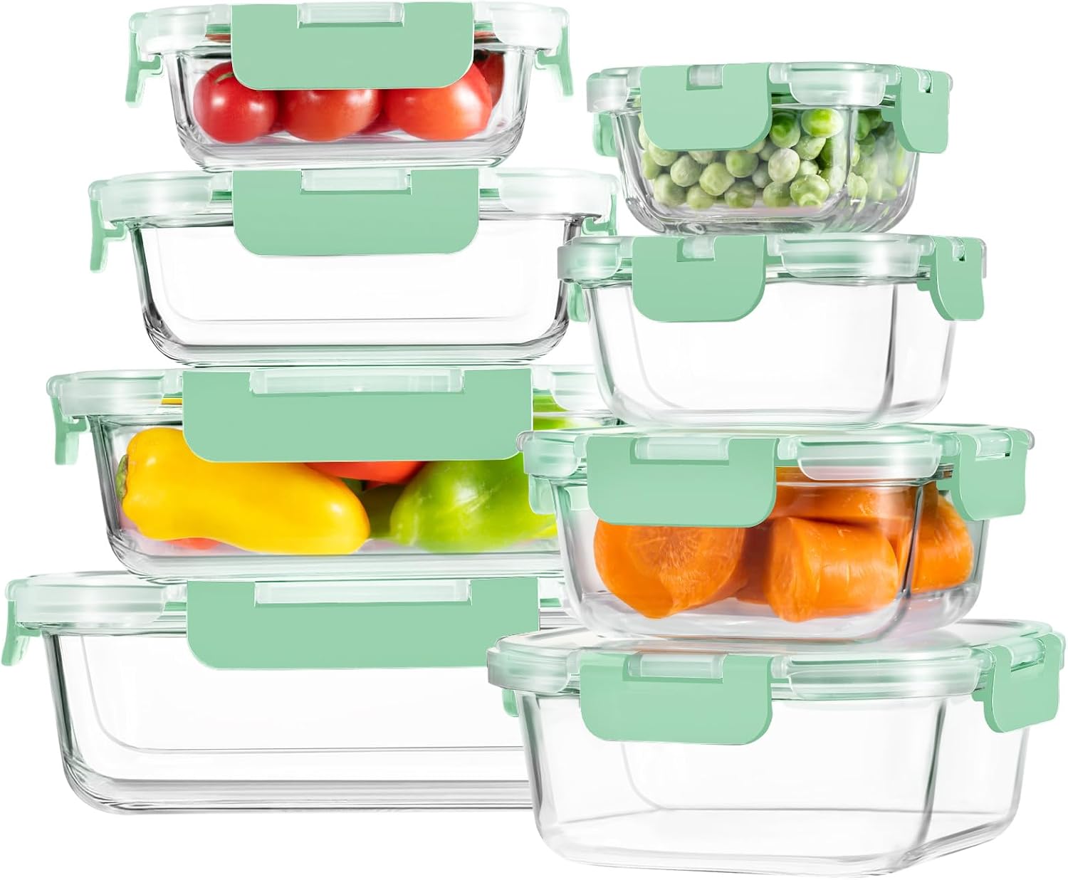 Borosilicate Glass Containers with Lids, 8 Pack