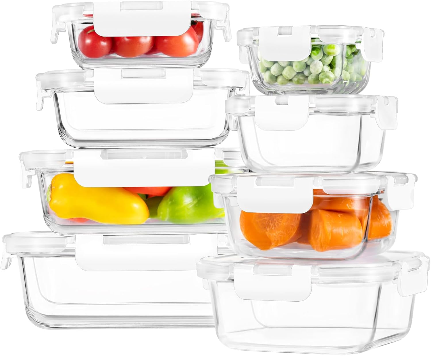 Borosilicate Glass Containers with Lids, 8 Pack