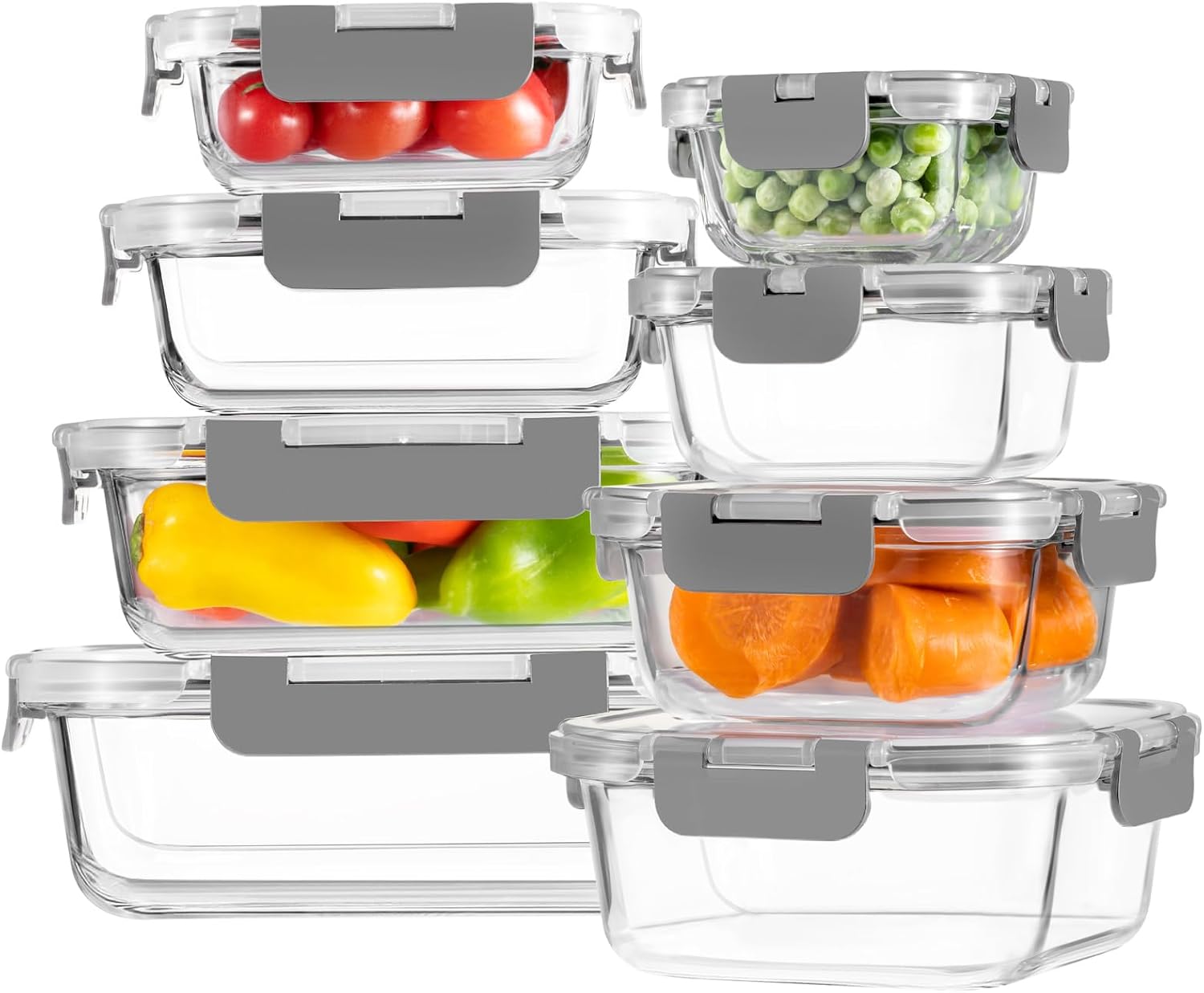 Borosilicate Glass Containers with Lids, 8 Pack