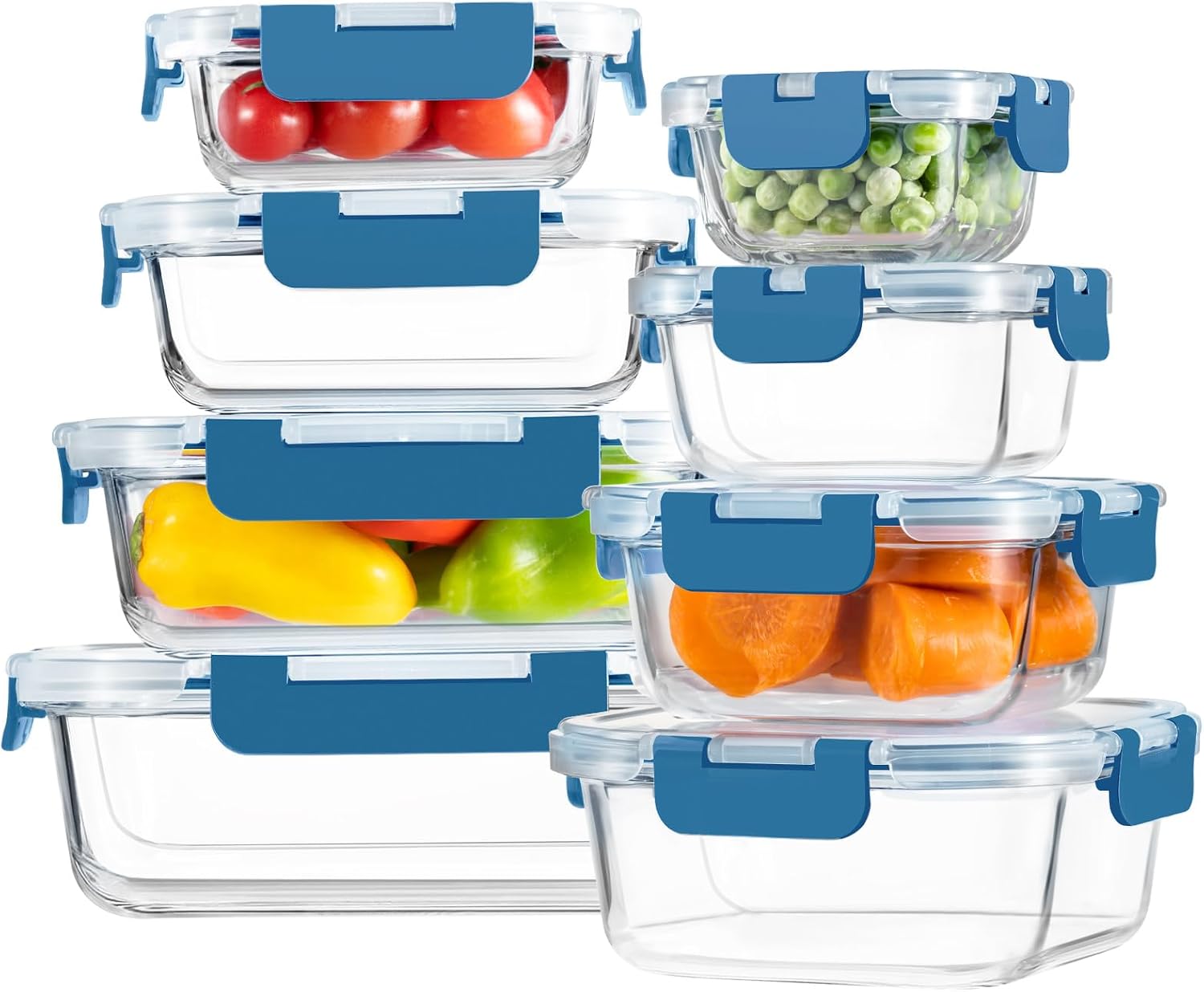 Borosilicate Glass Containers with Lids, 8 Pack