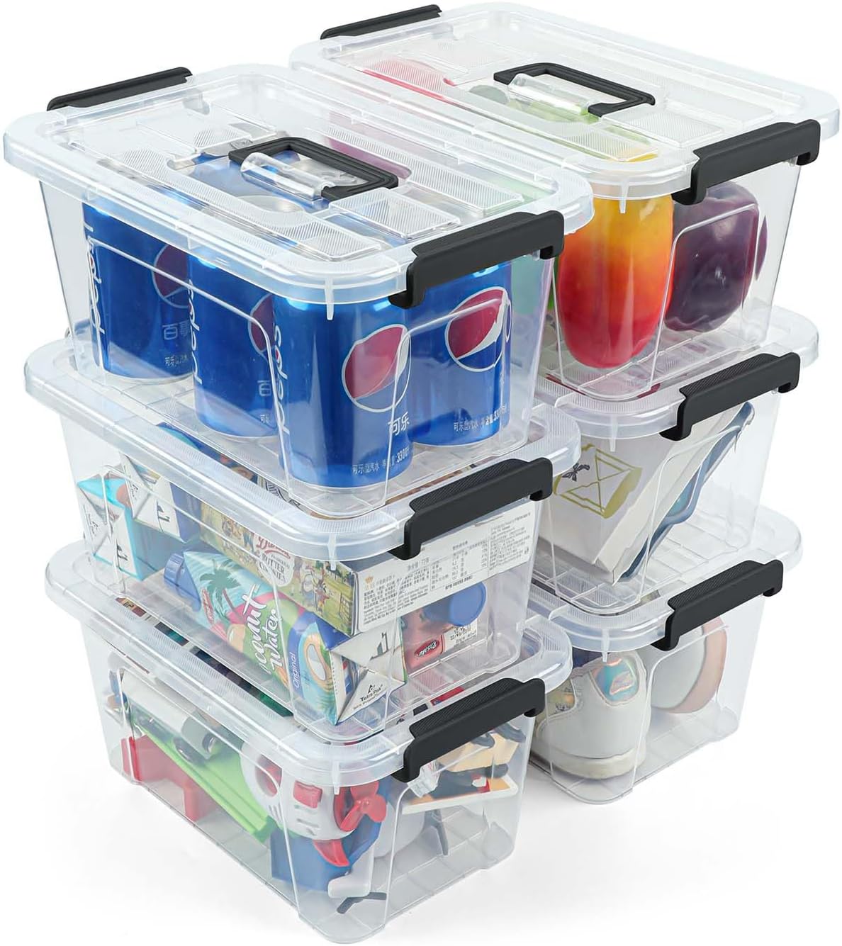 Clear Storage Bins with Lids, 7 Qt, 6 Pack