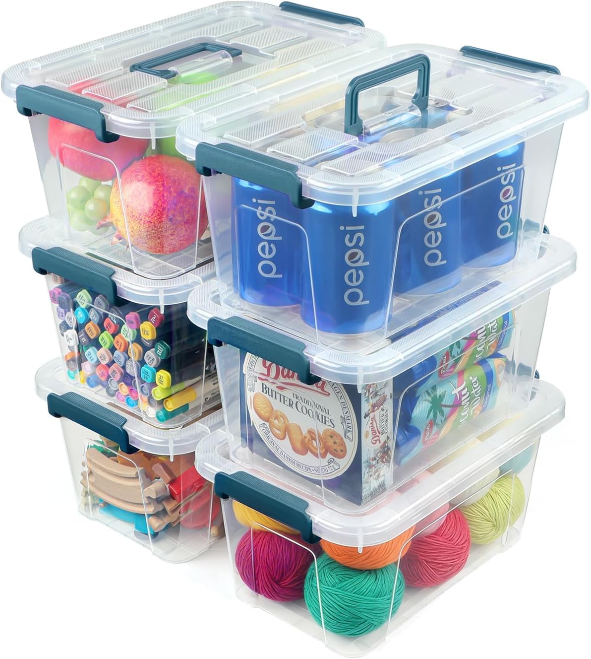 Clear Storage Bins with Lids, 7 Qt, 6 Pack