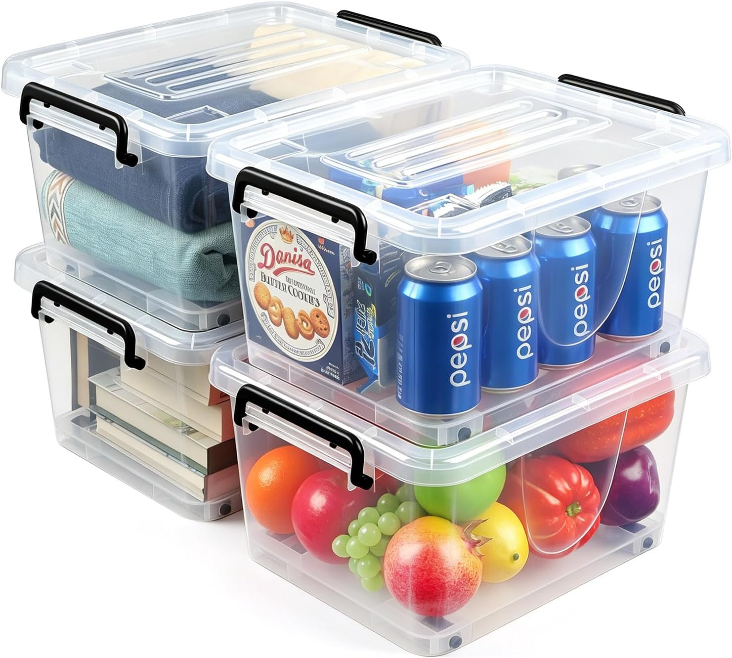 Clear Storage Bins with Lids, 7 Qt, 6 Pack