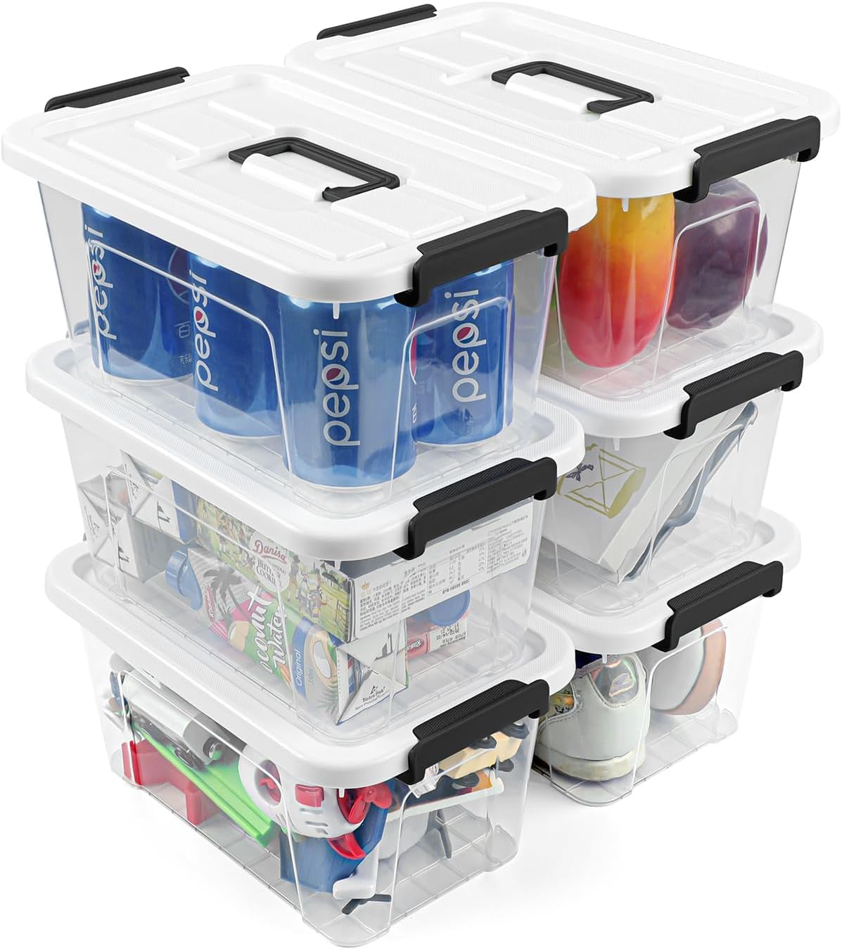 Clear Storage Bins with Lids, 7 Qt, 6 Pack