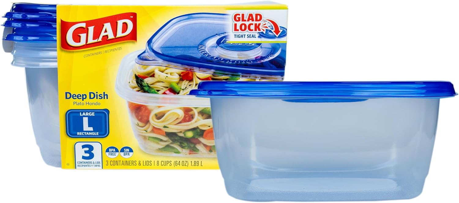 Deep-Dish Containers, 64 oz, 3 Count