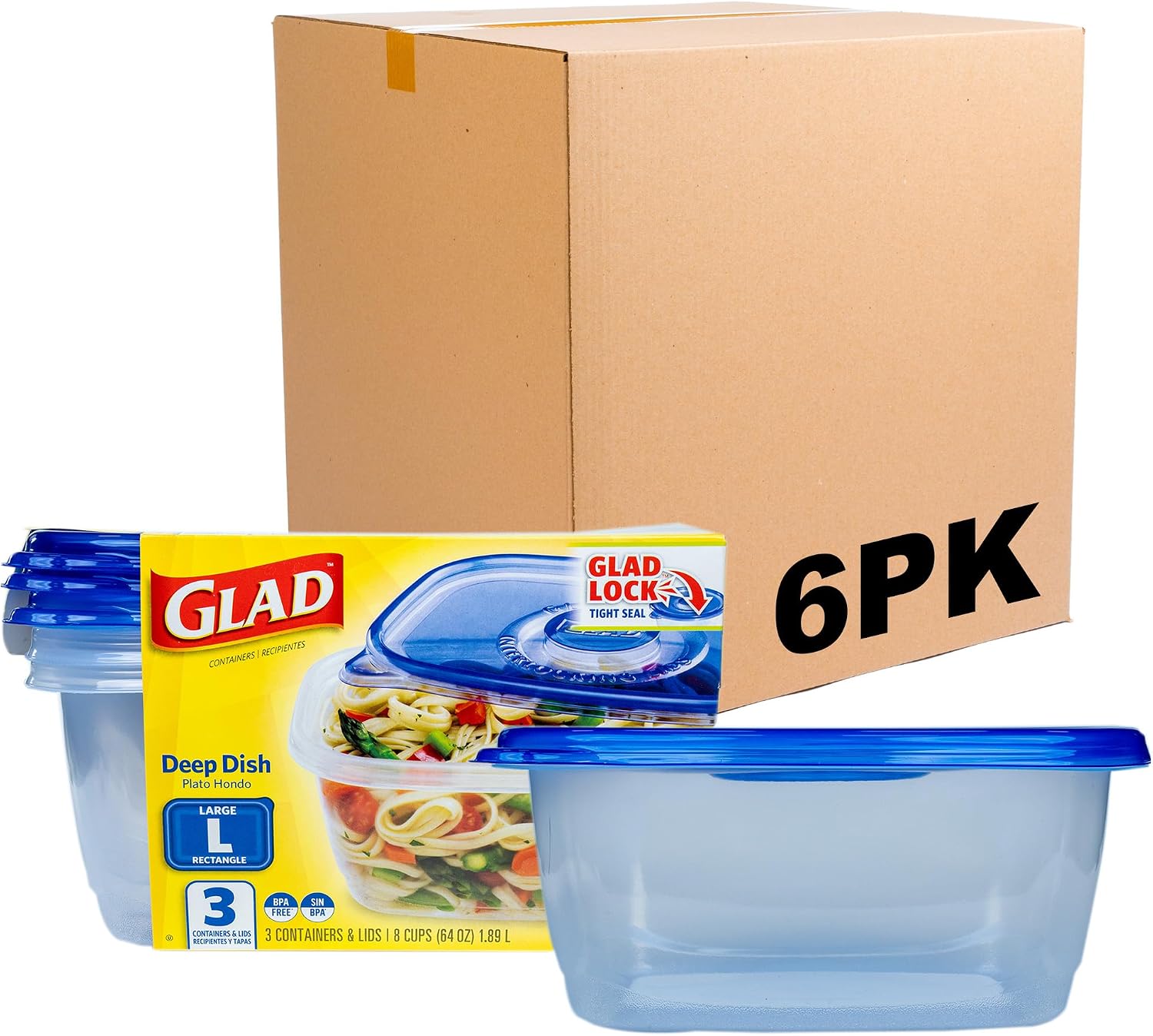 Deep-Dish Containers, 64 oz, 3 Count