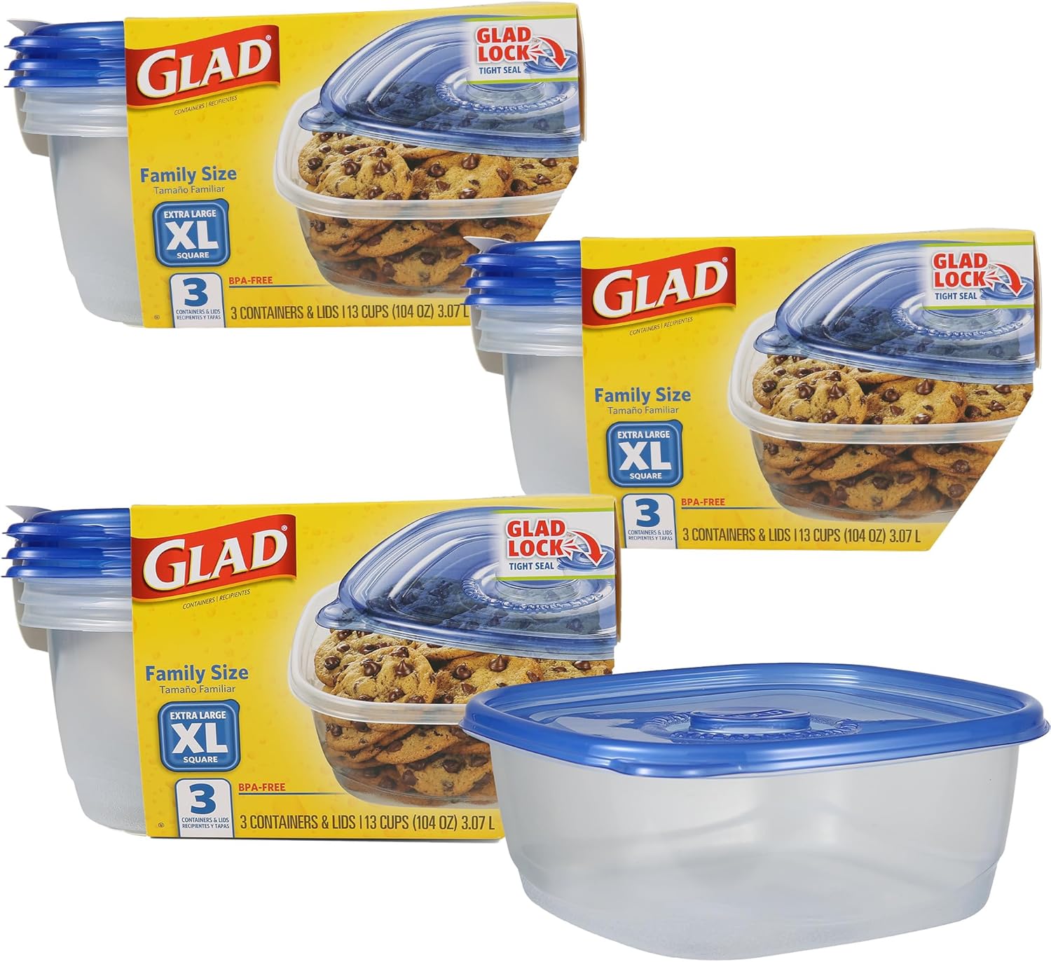 Deep-Dish Containers, 64 oz, 3 Count