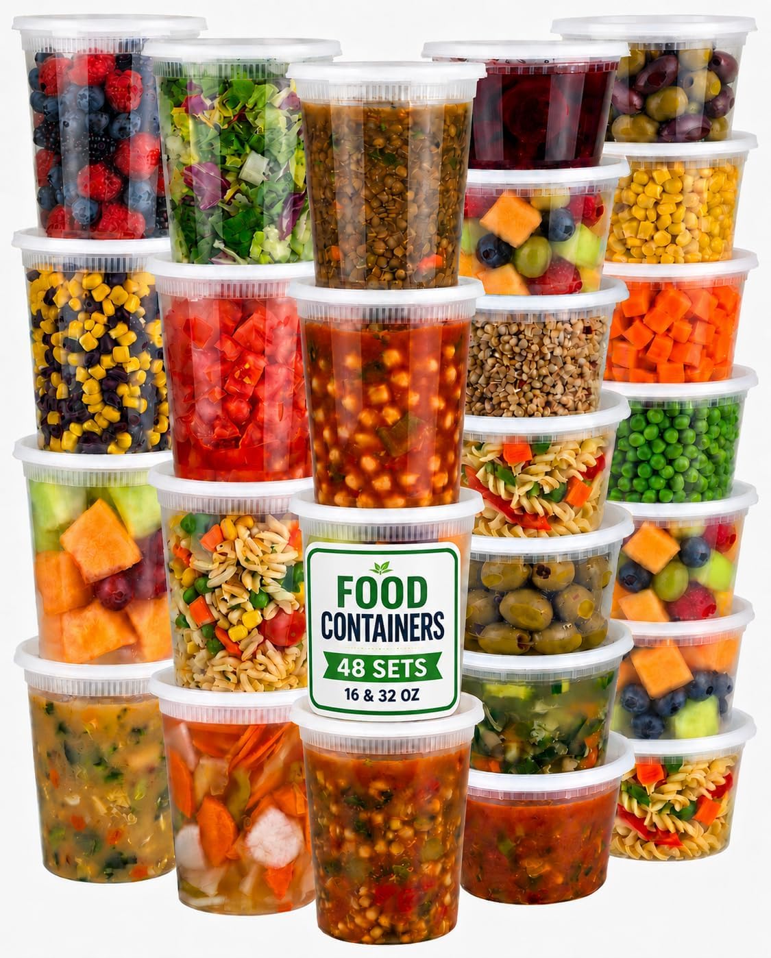 Deli Containers with Lids, 16 oz and 32 oz, 48 Sets