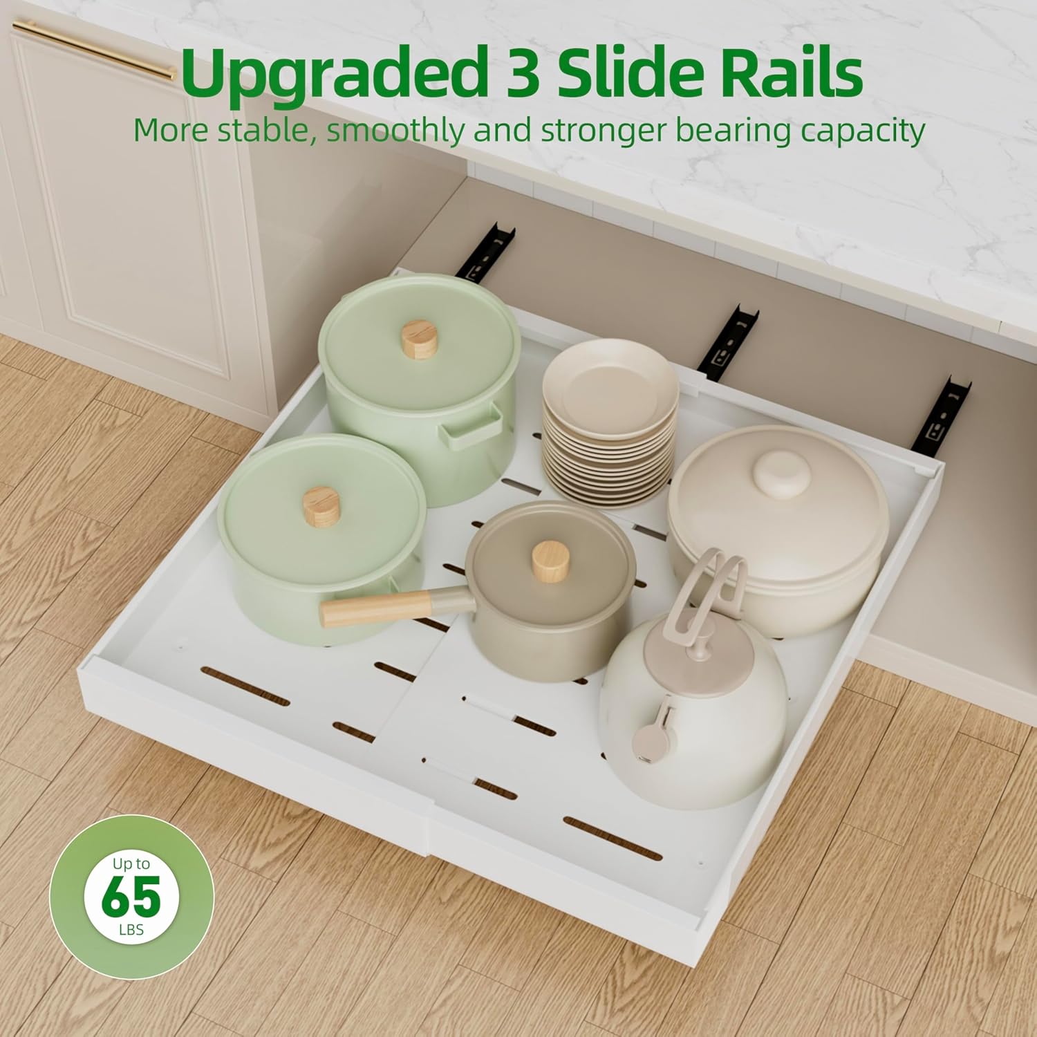 Expandable Pull-Out Cabinet Drawers, 21 inch, 4 Pack