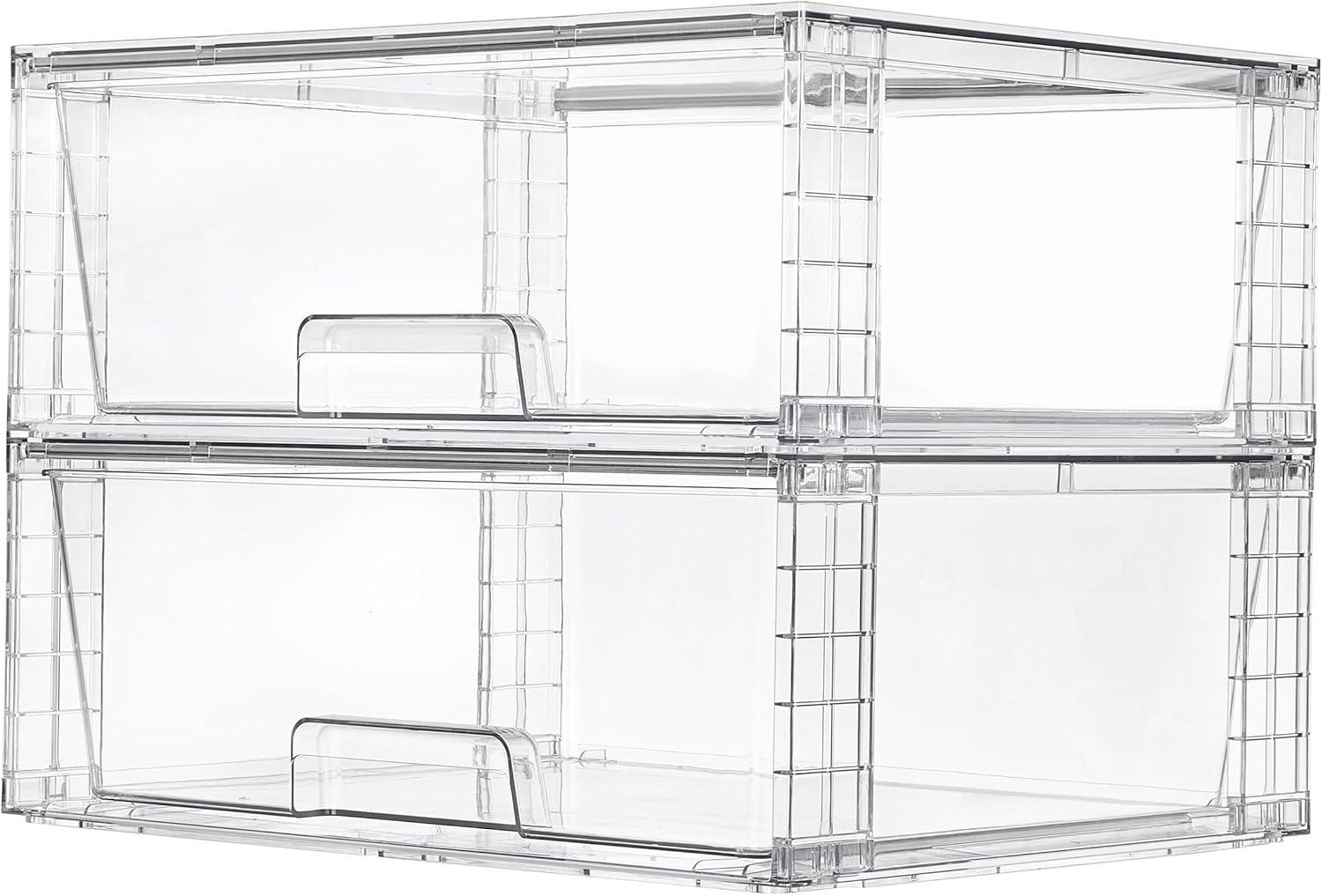 Large Clear Stackable Storage Drawers, 2 Pack