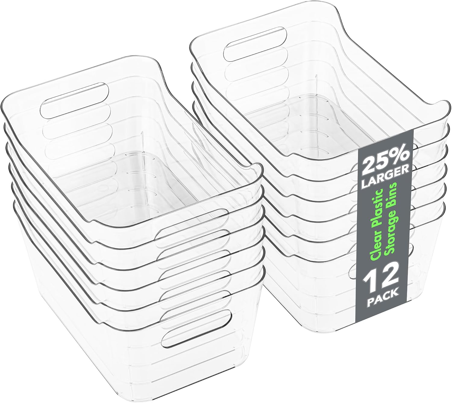 Multi-Use Clear Organiser Bins, 12 Pack