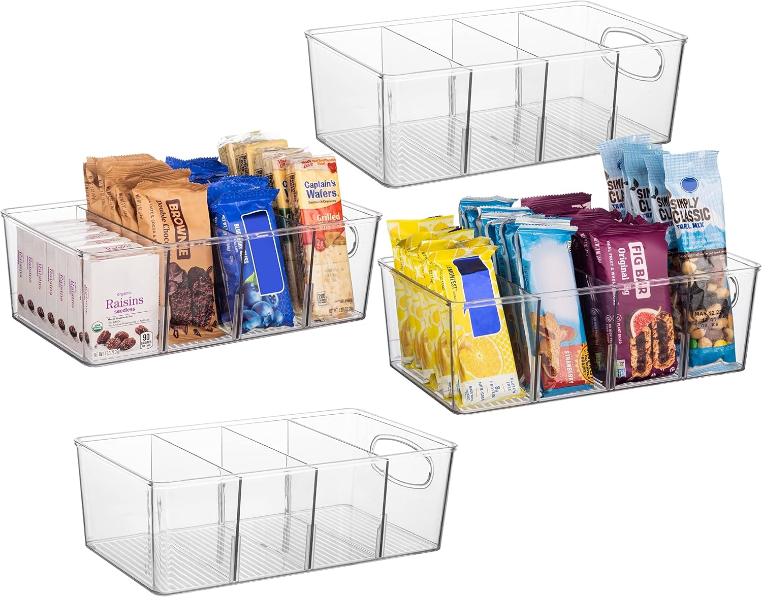 Pantry and Cabinet Organiser Bins, 4 Pack