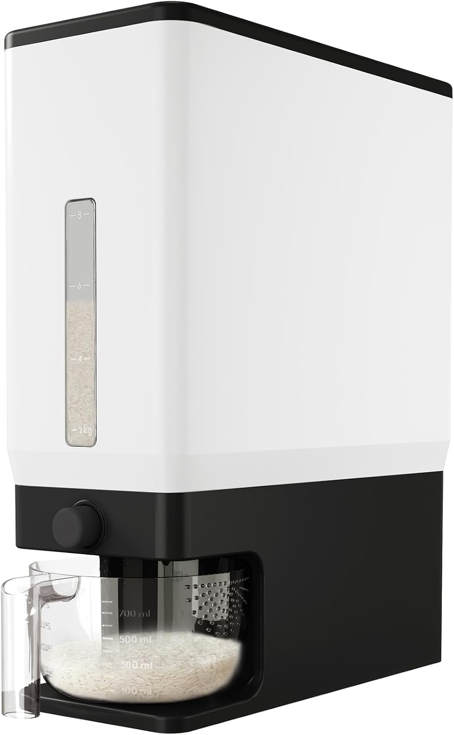 Rice Dispenser, 25 lb, with Measuring Cup