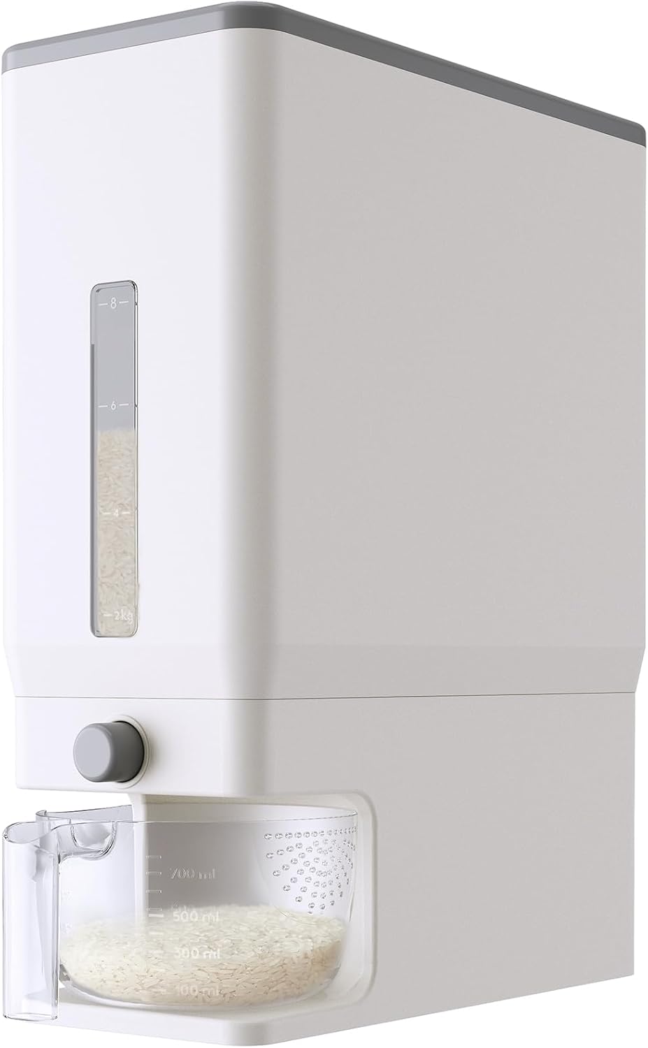 Rice Dispenser, 25 lb, with Measuring Cup