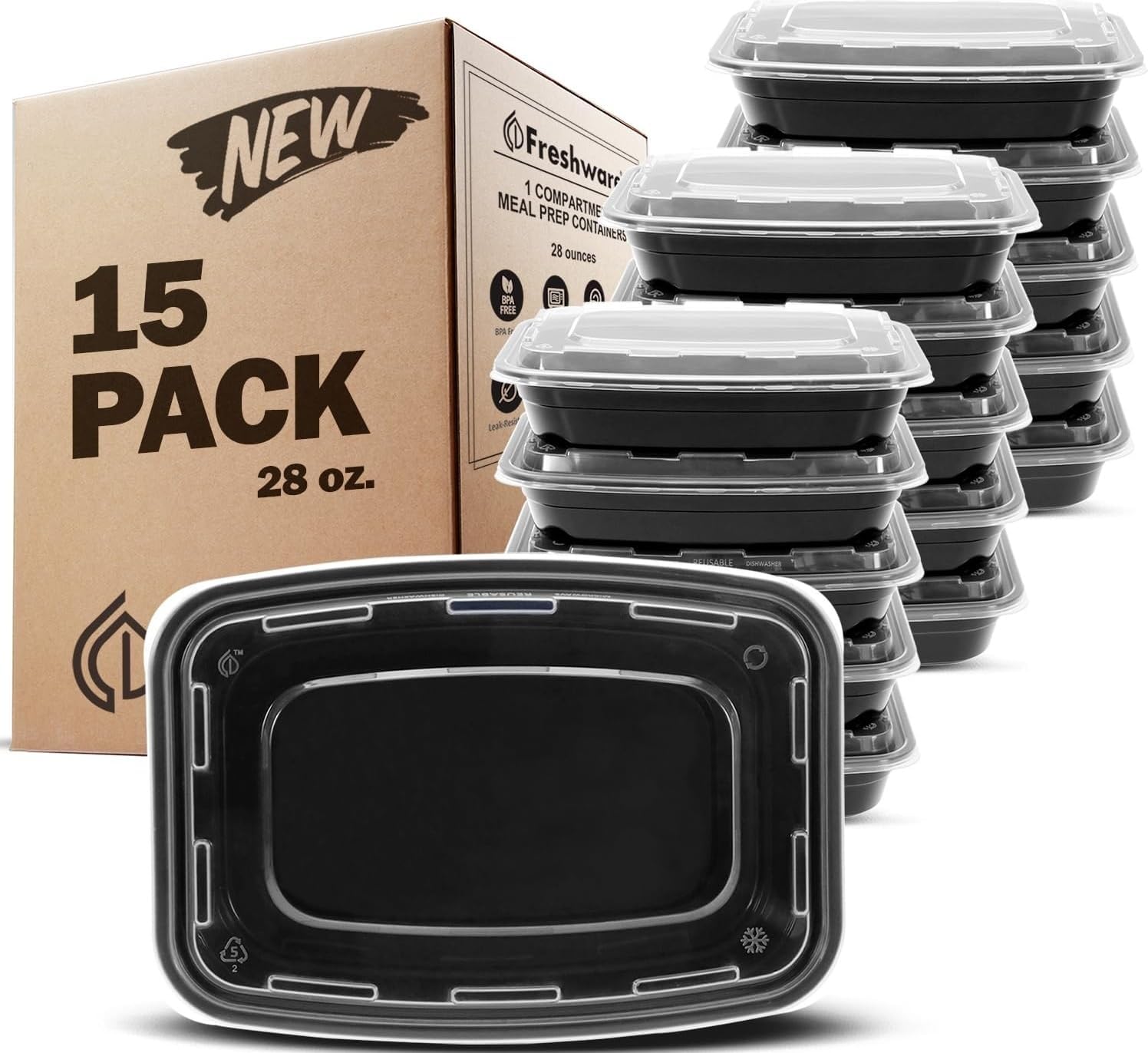 Single-Compartment Meal Prep Containers, 50 Pack