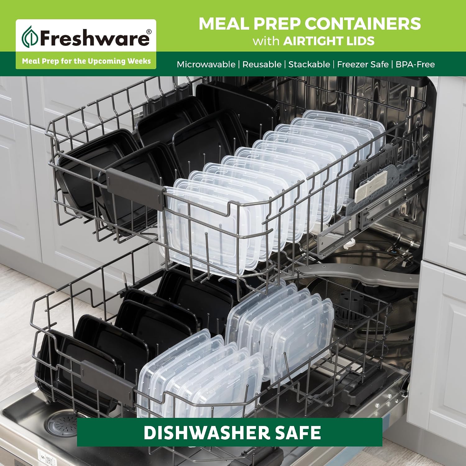 Single-Compartment Meal Prep Containers, 50 Pack