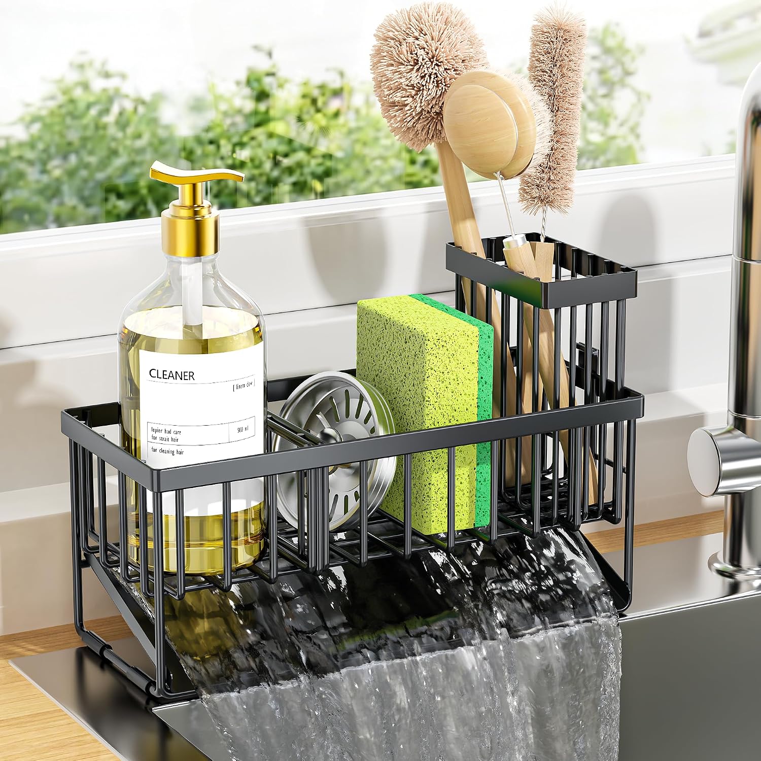 Sink Caddy with Brush Holder and Drain Tray